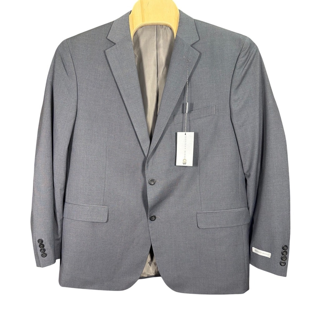 Geoffrey Beene Mens Grey Two Button Blazer Jacket 48L J0990 New With Tags